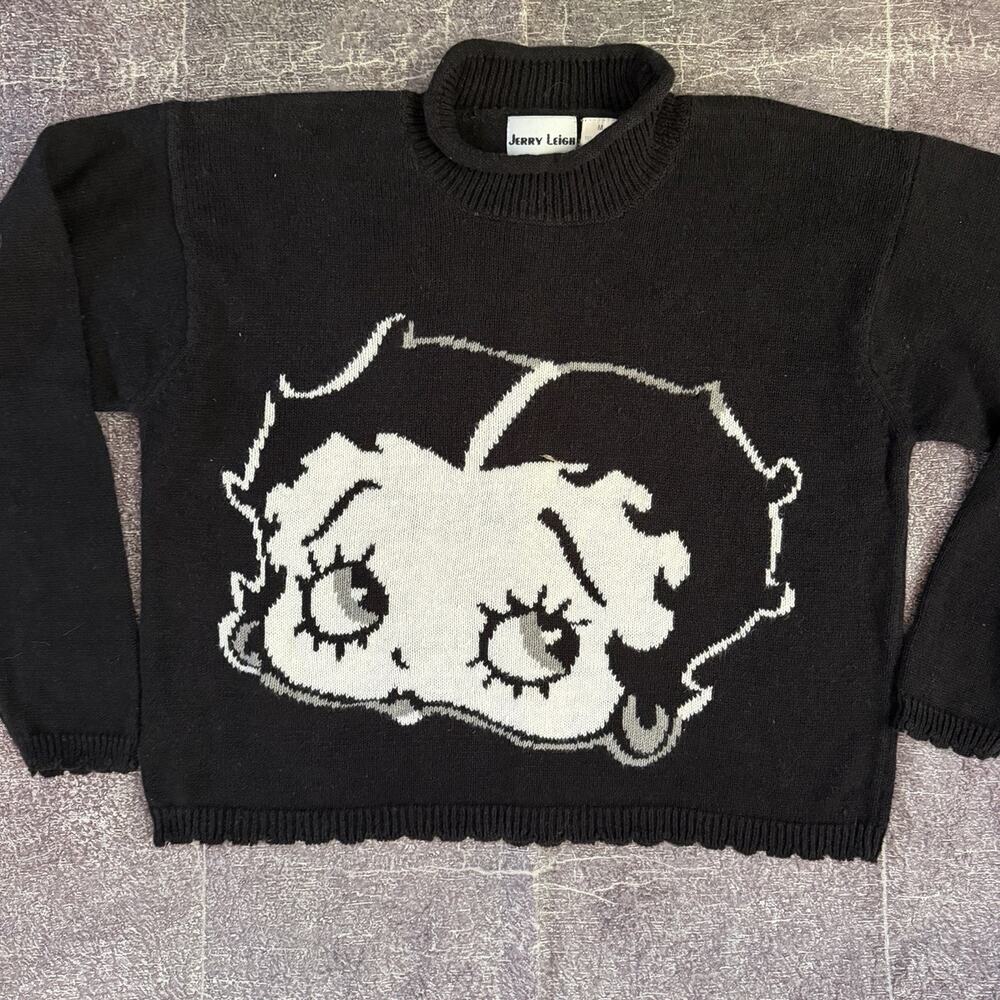 Women's Vintage 90's Jerry Leigh Betty Boop Black Crewneck Pullover Sweater Sz M